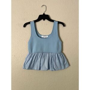 NWT Sofie the Label Cream Peplum Crop Tank Scoop Neck LT Blue in Size M